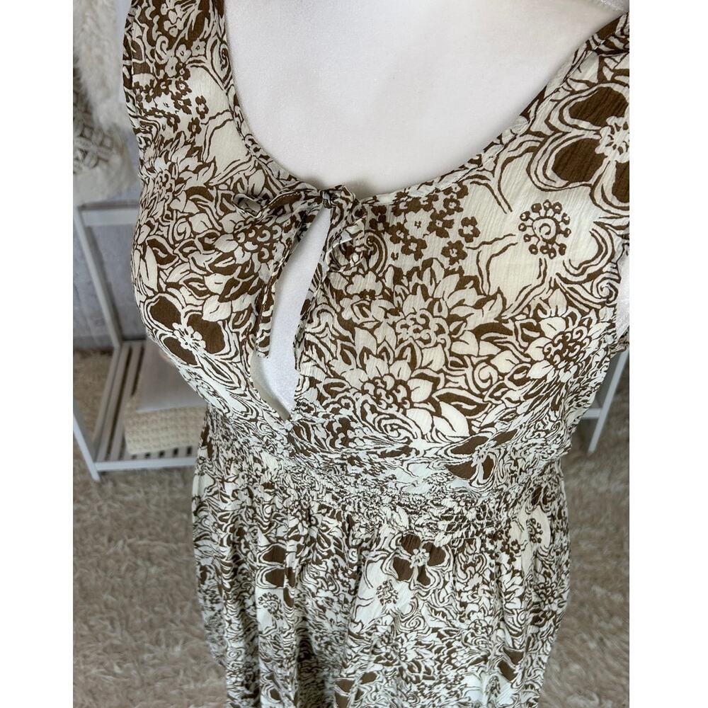 Eddie Bauer Women's Size L Cream & Brown Floral Sleeveless Sundress #0368 - Picture 5 of 11